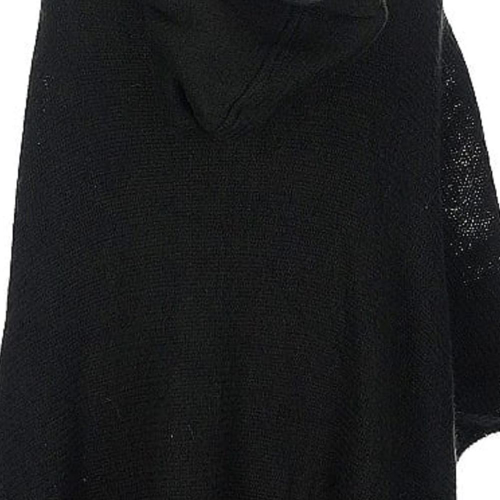 🧤 Calvin Klein Black Knit Poncho with fringe bottom - Picture 3 of 8